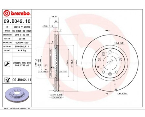 Brake Disc COATED DISC LINE 09.B042.11 Brembo, Image 2