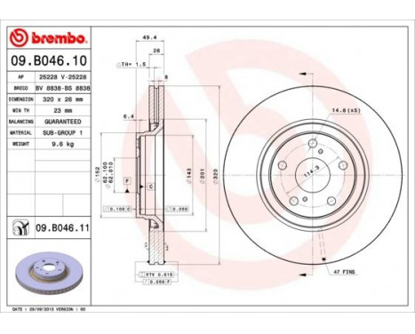 Brake Disc COATED DISC LINE 09.B046.11 Brembo, Image 2