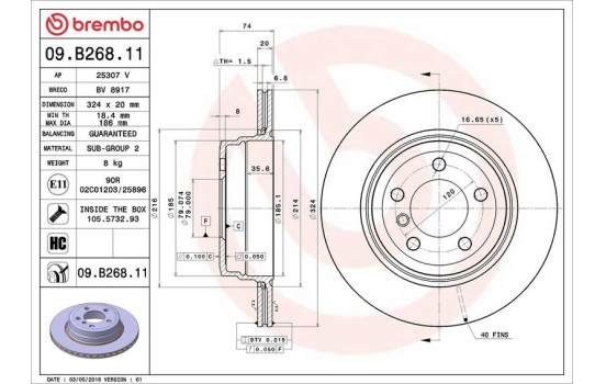 Brake Disc COATED DISC LINE 09.B268.11 Brembo, Image 3