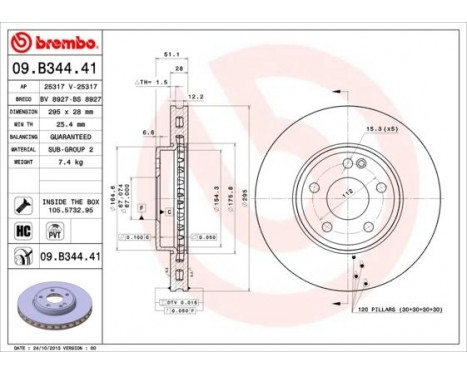 Brake Disc COATED DISC LINE 09.B344.41 Brembo, Image 2