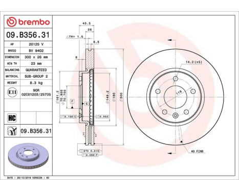 Brake Disc COATED DISC LINE 09.B356.31 Brembo, Image 2