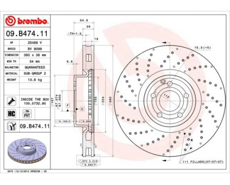 Brake Disc COATED DISC LINE 09.B474.11 Brembo, Image 2