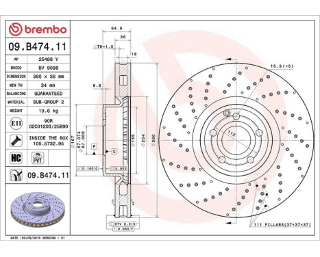 Brake Disc COATED DISC LINE 09.B474.11 Brembo, Image 3