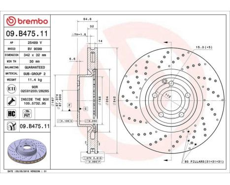 Brake Disc COATED DISC LINE 09.B475.11 Brembo, Image 2