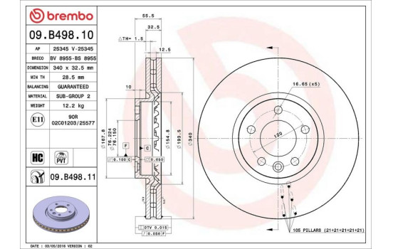 Brake Disc COATED DISC LINE 09.B498.11 Brembo, Image 2