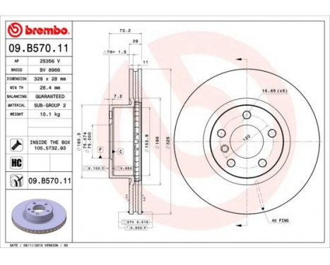 Brake Disc COATED DISC LINE 09.B570.11 Brembo, Image 2
