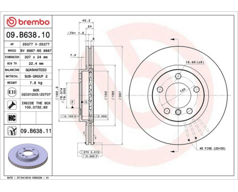 Brake Disc COATED DISC LINE 09.B638.11 Brembo, Image 3