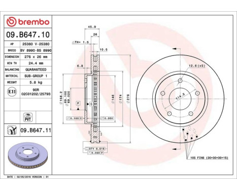 Brake Disc COATED DISC LINE 09.B647.11 Brembo, Image 3