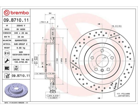 Brake Disc COATED DISC LINE 09.B710.11 Brembo, Image 2