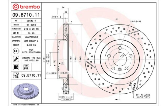 Brake Disc COATED DISC LINE 09.B710.11 Brembo