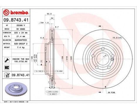 Brake Disc COATED DISC LINE 09.B743.41 Brembo, Image 2