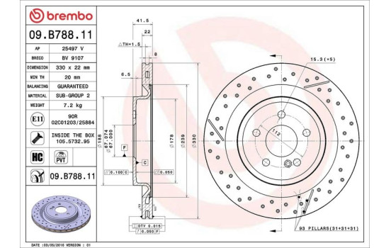 Brake Disc COATED DISC LINE 09.B788.11 Brembo, Image 3