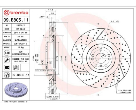 Brake Disc COATED DISC LINE 09.B805.11 Brembo