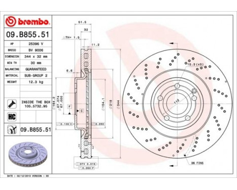 Brake Disc COATED DISC LINE 09.B855.51 Brembo, Image 2