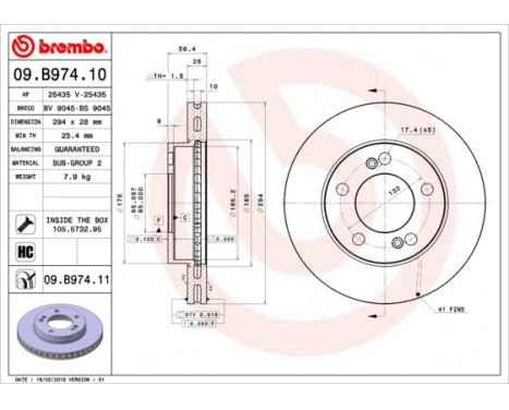 Brake Disc COATED DISC LINE 09.B974.11 Brembo, Image 2