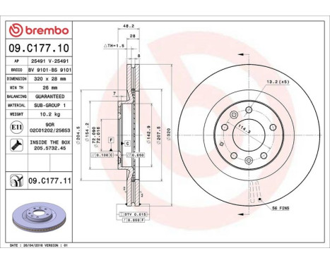 Brake Disc COATED DISC LINE 09.C177.11 Brembo, Image 3