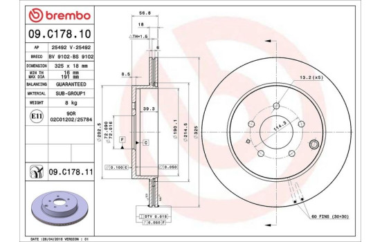 Brake Disc COATED DISC LINE 09.C178.11 Brembo, Image 3