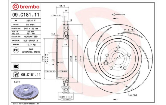 Brake Disc COATED DISC LINE 09.C181.11 Brembo, Image 3