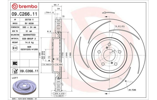 Brake Disc COATED DISC LINE 09.C266.11 Brembo, Image 2