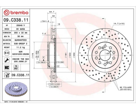 Brake Disc COATED DISC LINE 09.C338.11 Brembo, Image 2