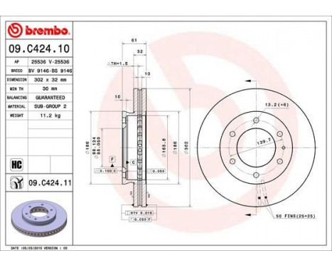 Brake Disc COATED DISC LINE 09.C424.11 Brembo, Image 2