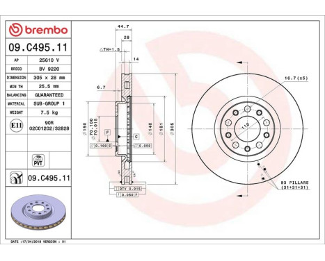 Brake Disc COATED DISC LINE 09.C495.11 Brembo, Image 3