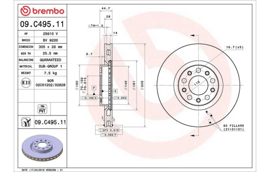 Brake Disc COATED DISC LINE 09.C495.11 Brembo, Image 3