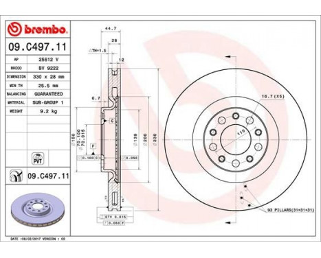 Brake Disc COATED DISC LINE 09.C497.11 Brembo, Image 2