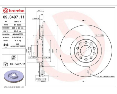 Brake Disc COATED DISC LINE 09.C497.11 Brembo, Image 3