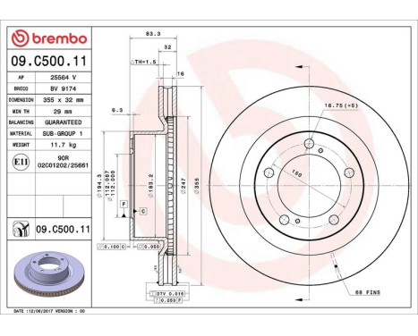 Brake Disc COATED DISC LINE 09.C500.11 Brembo, Image 3