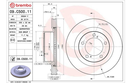 Brake Disc COATED DISC LINE 09.C500.11 Brembo, Image 2