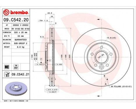 Brake Disc COATED DISC LINE 09.C542.21 Brembo, Image 2