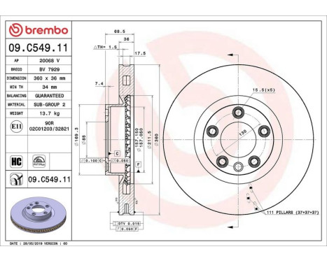 Brake Disc COATED DISC LINE 09.C549.11 Brembo, Image 2