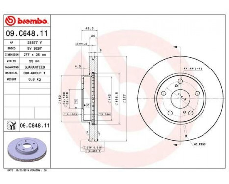 Brake Disc COATED DISC LINE 09.C648.11 Brembo