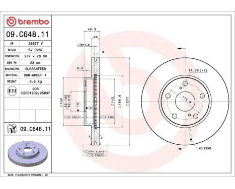 Brake Disc COATED DISC LINE 09.C648.11 Brembo, Image 2