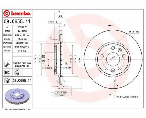 Brake Disc COATED DISC LINE 09.C655.11 Brembo