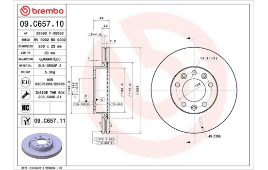 Brake Disc COATED DISC LINE 09.C657.11 Brembo, Image 3