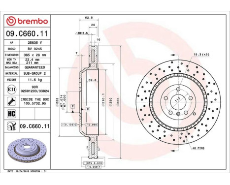 Brake Disc COATED DISC LINE 09.C660.11 Brembo, Image 2