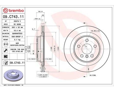 Brake Disc COATED DISC LINE 09.C743.11 Brembo, Image 2