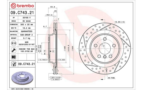 Brake Disc COATED DISC LINE 09.C743.21 Brembo, Image 2