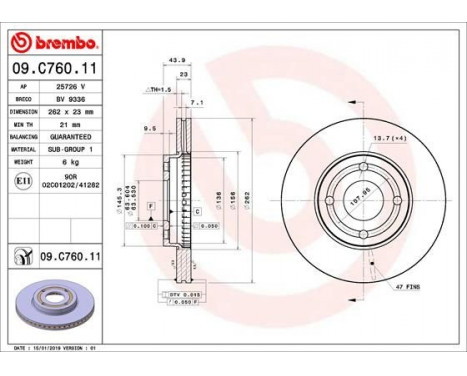 Brake Disc COATED DISC LINE 09.C760.11 Brembo, Image 2