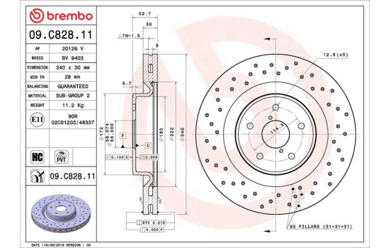 Brake Disc COATED DISC LINE 09.C828.11 Brembo, Image 2