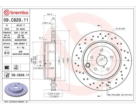 Brake Disc COATED DISC LINE 09.C829.11 Brembo, Image 2