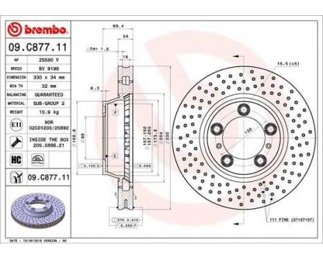 Brake Disc COATED DISC LINE 09.C877.11 Brembo, Image 2