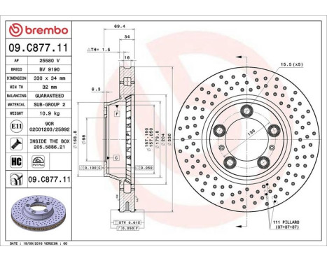 Brake Disc COATED DISC LINE 09.C877.11 Brembo, Image 3