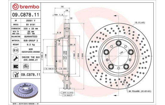 Brake Disc COATED DISC LINE 09.C878.11 Brembo, Image 2