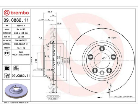 Brake Disc COATED DISC LINE 09.C882.11 Brembo, Image 3