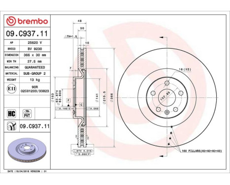 Brake Disc COATED DISC LINE 09.C937.11 Brembo, Image 3
