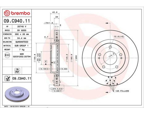 Brake Disc COATED DISC LINE 09.C940.11 Brembo, Image 2
