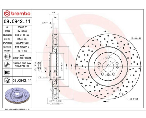 Brake Disc COATED DISC LINE 09.C942.11 Brembo